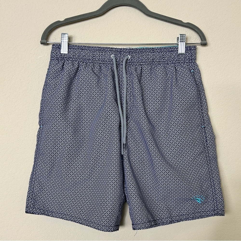 TED BAKER GEOMETRIC NAVY SWIM TRUNKS SIZE 2 (36) US.